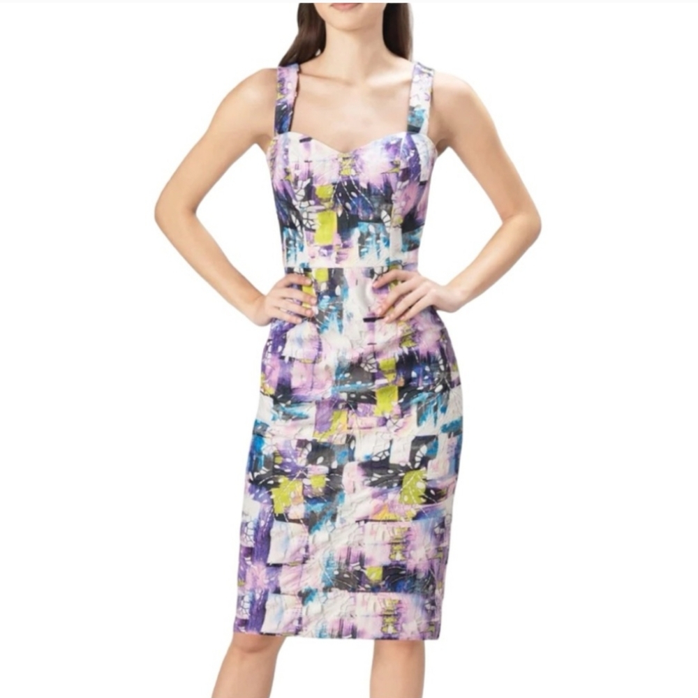 Dress The Population Nicole Sweetheart Neck Cocktail Dress in Lemongrass